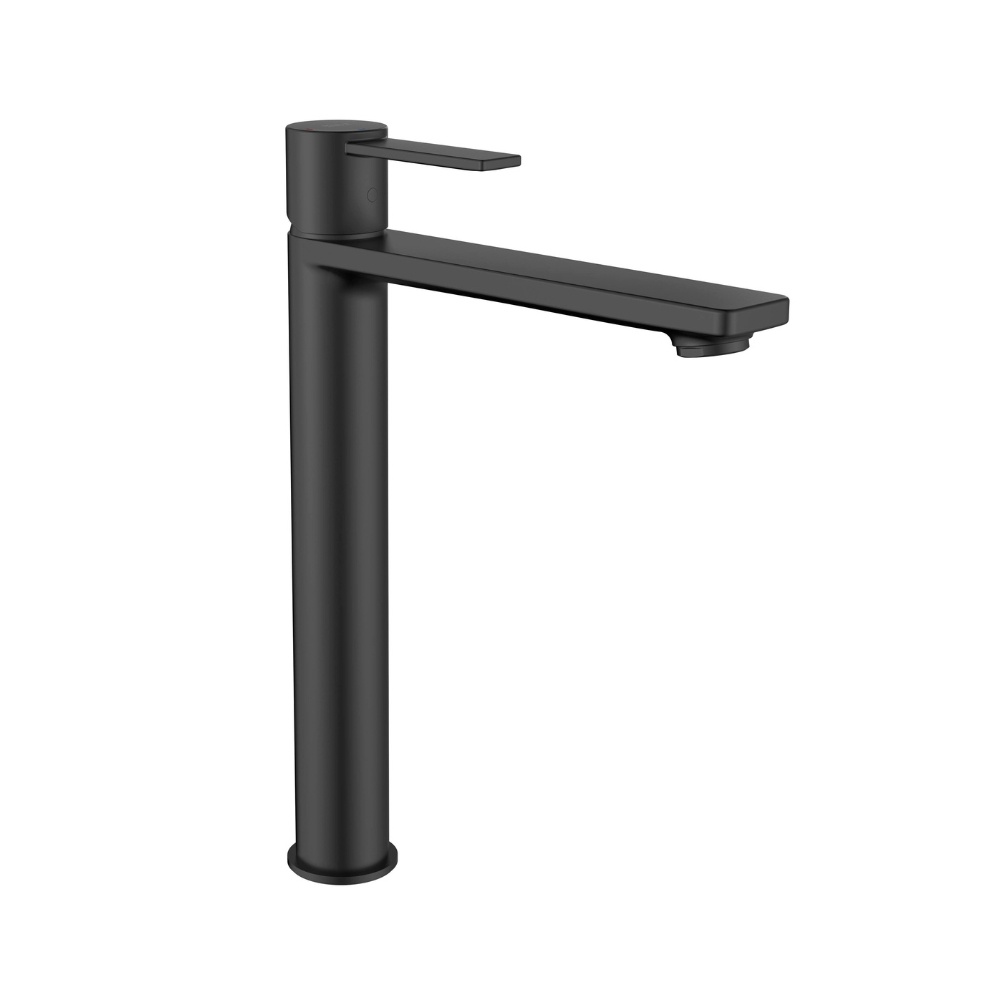 Cut out image of the Roca Targa Matt Black Tall Basin Mixer Tap
